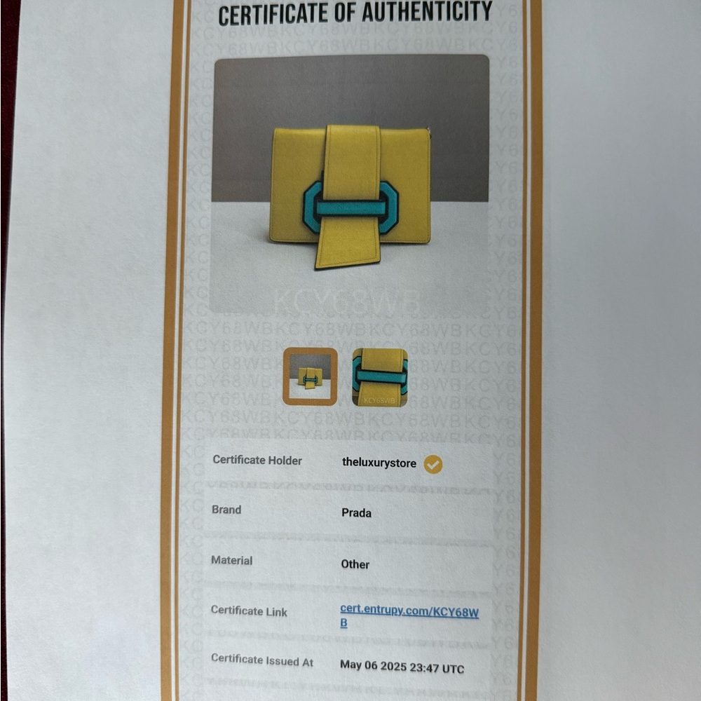 Prada Authenticity Certificate
